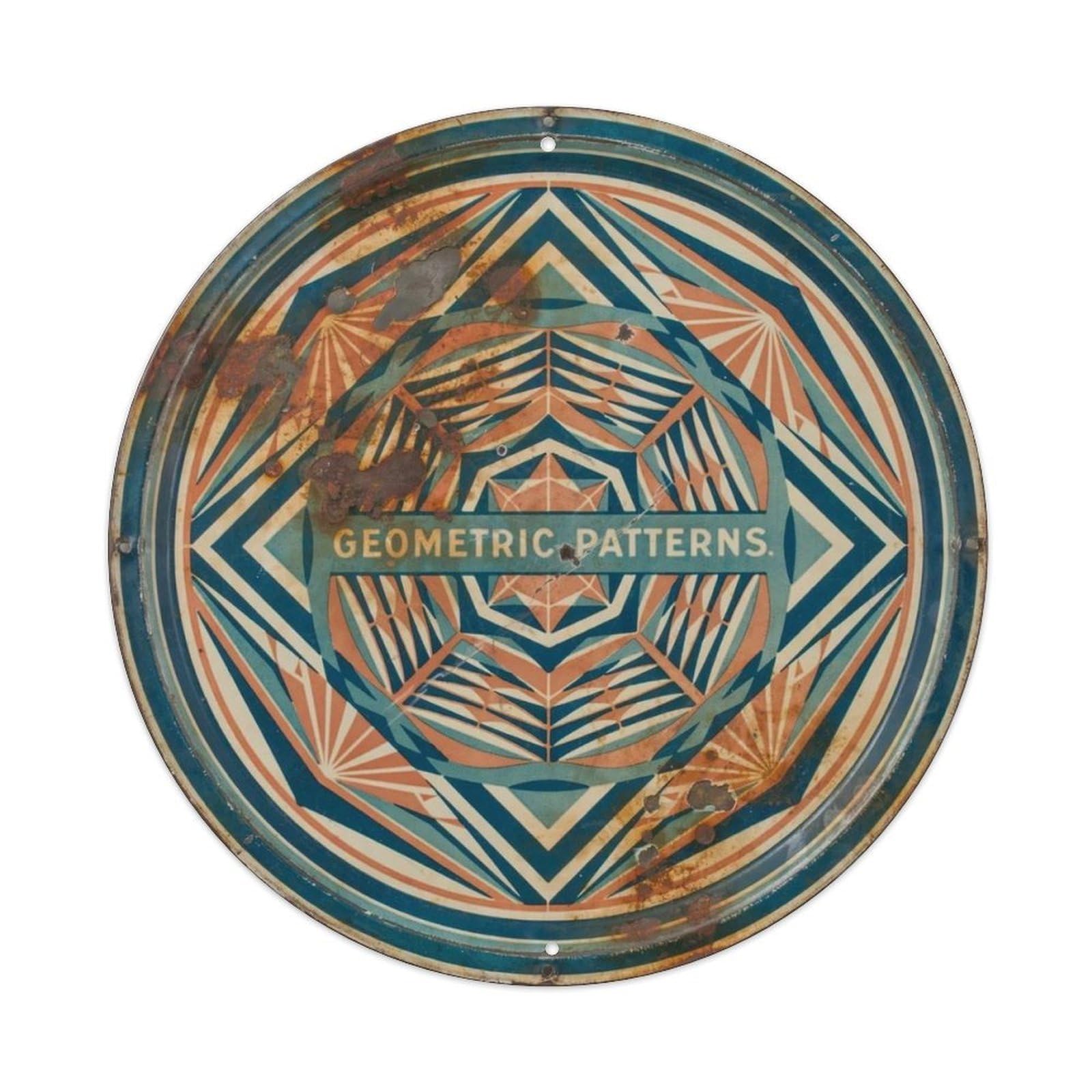 Geometric Patterns. Metal Tin Sign Plaque