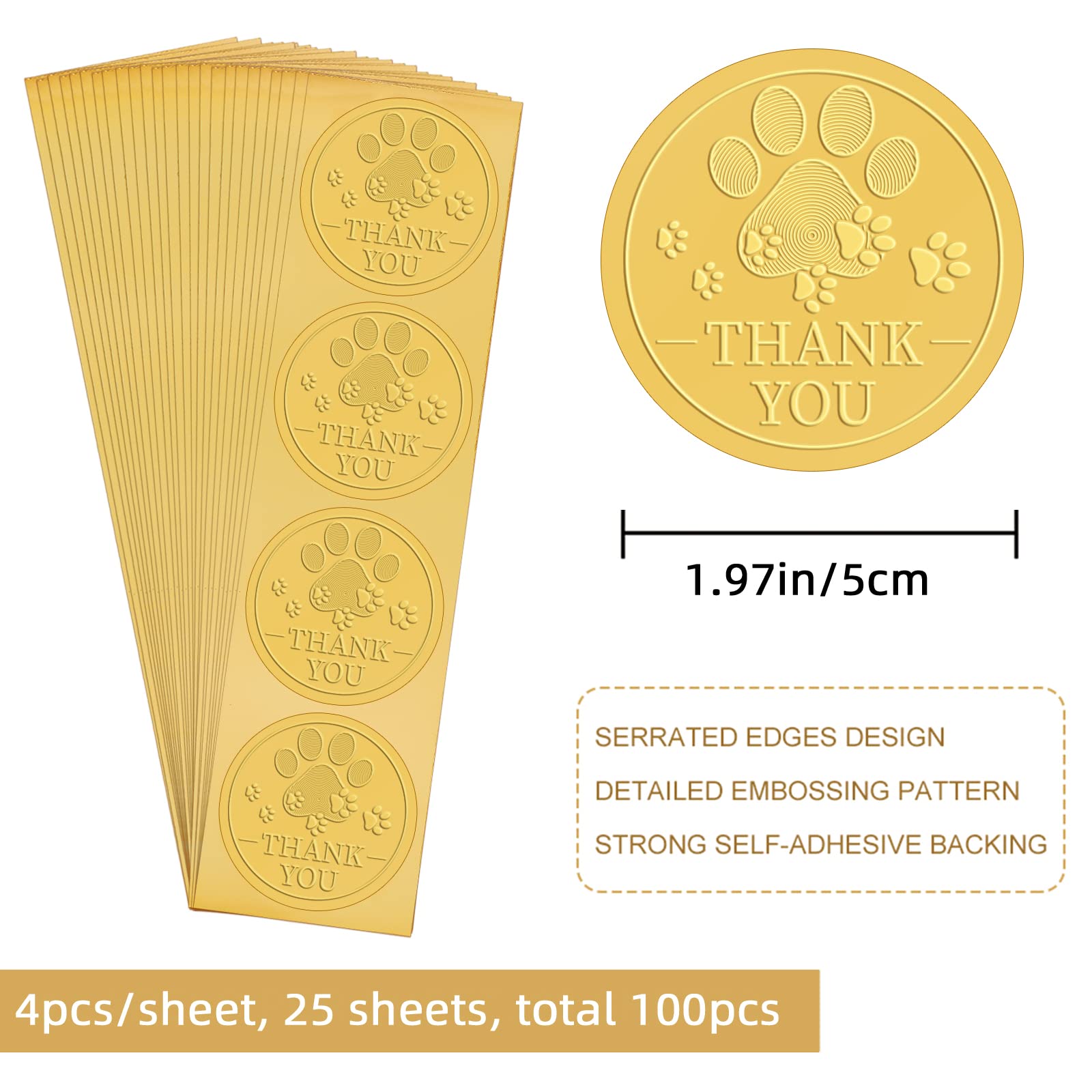 CRASPIRE 100pcs Gold Foil Stickers Embossed Certificate Seals