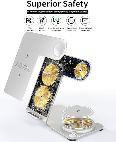 Vista 2 de Wireless Charger, Aluminum Alloy 3 in 1 Wireless Charging Station for Apple iPhone/iWatch/Airpods,iPhone15 14,13,12,11