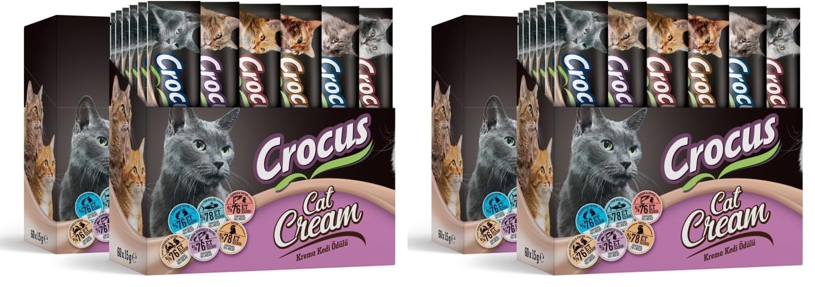 Crocus Multıpack 6 Çeşit Krema Kedi Ödülü 900gr 60x15gr) (2 paketi)