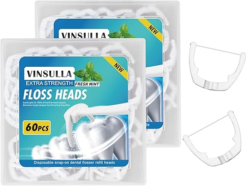 Ultraclean Access - Cabezales de repuesto para hilo dental compatibles con Listerine Ultraclean Access Flosser, color menta, 60 unidades (paquete de