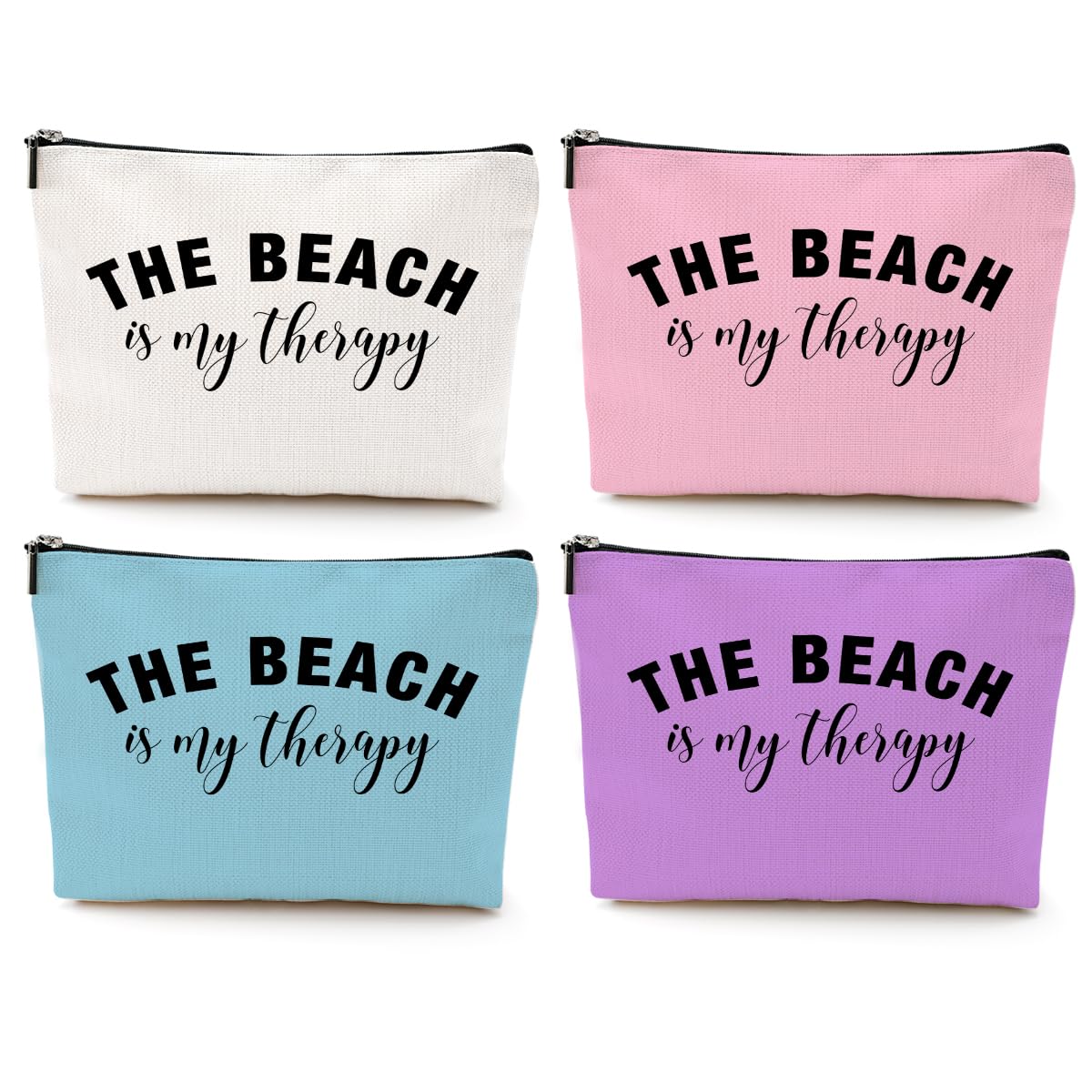 Jealance 4PCS Beach Vacation Essentials Makeup Bag, Cute Cosmetic Bags for Women, Beach Accessories Travel Toiletry Bag Girls Trip Girls Weekend Gifts
