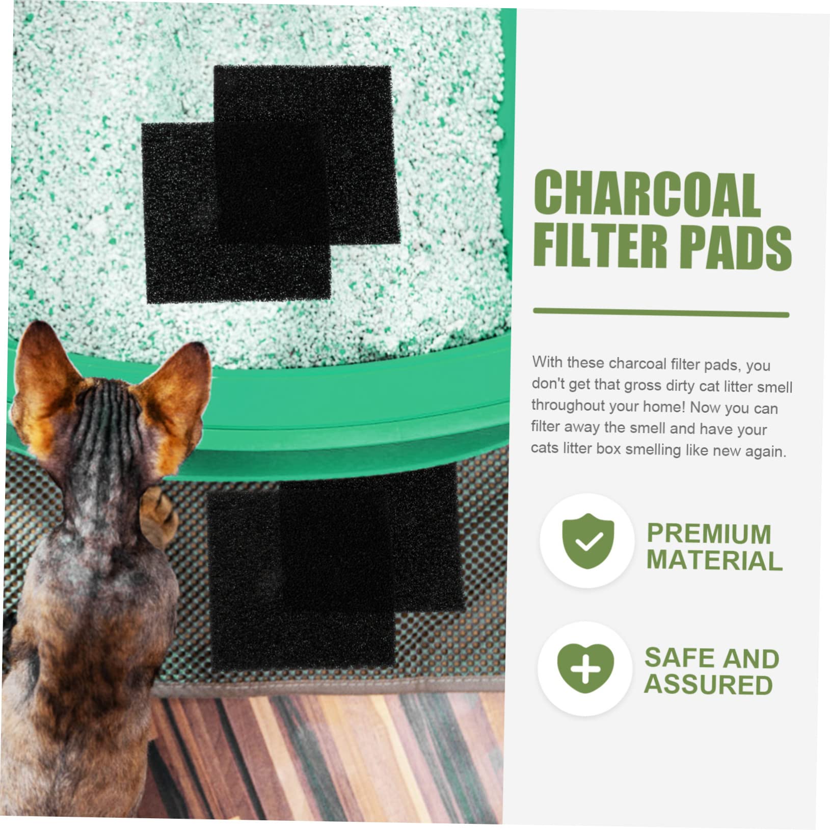 Happyyami 30stücke Aktivkohle Litter Box Filter Austauschbare Deodorizer Für Katzenklo Geruchsneutralisierende Filterpads Langlebig Und Geeignet Für Haustierbereiche Und Abfallbehälter