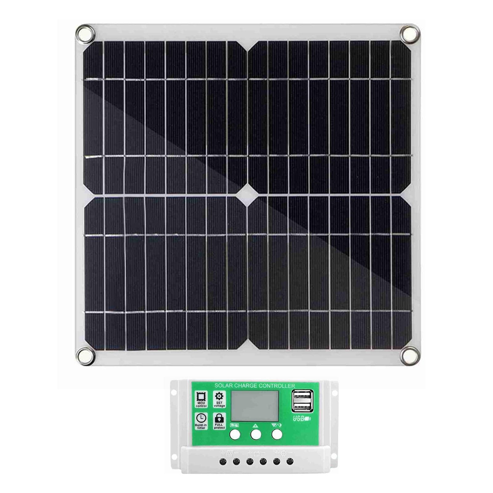 Jiawu Kit Pannello Solare Monocristallino da 20 W 12 V con Regolatore di Carica PWM 60 A, Alta Efficienza 22% per Off-grid per Rimorchio Barca, Include Clip per Batteria e Ventose (Regolatore 100A)