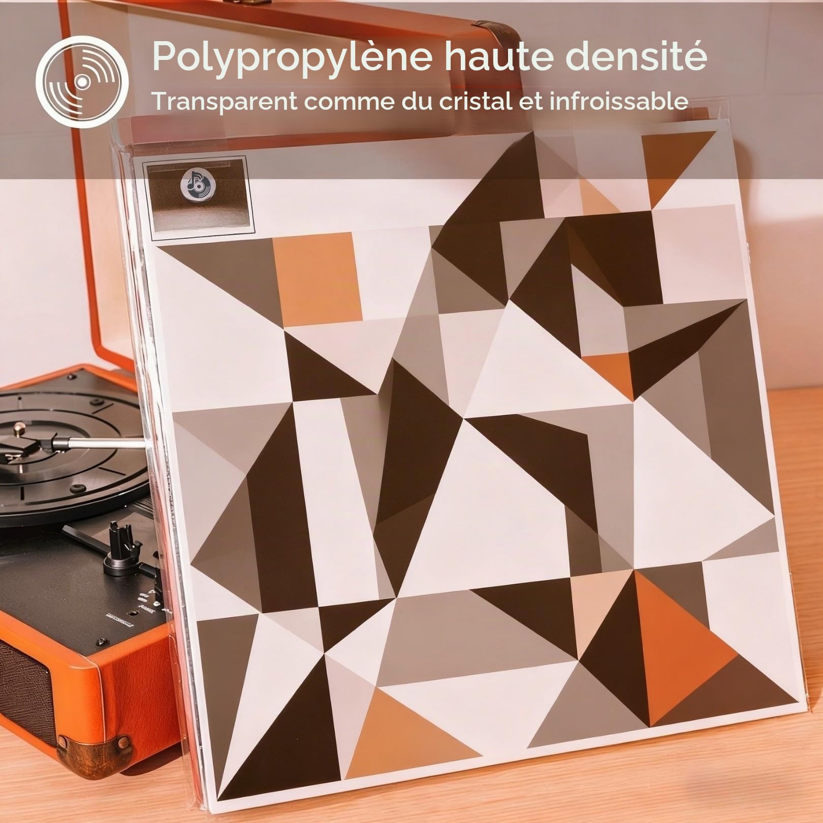 HanCheng 50x12 Pochette Vinyle 33 Tours|Extra Epaisses 140 Microns|avec Notes Autocollantes| Polypropylène Plastique Pochette Transparente|pour LPS Gatefold Simple et Double