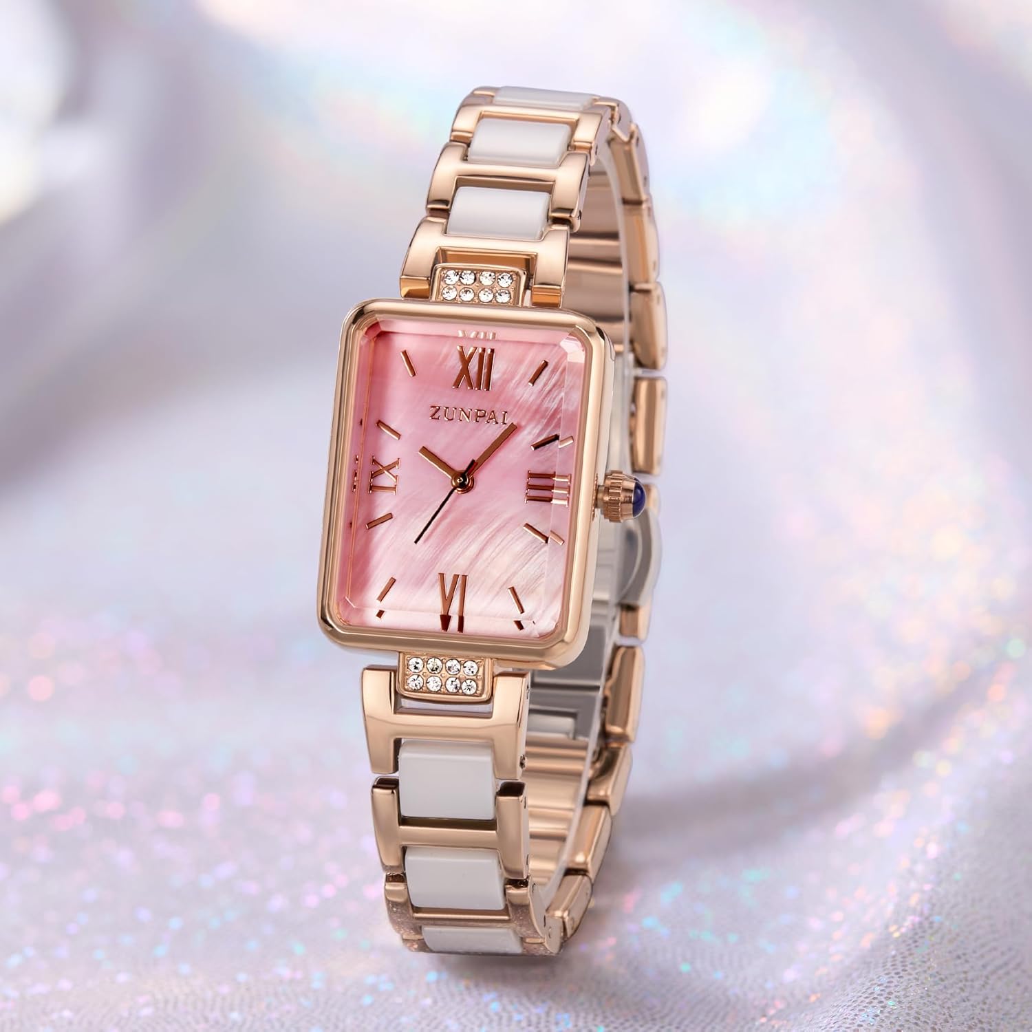 senstone Women's Watch Rectangle Shell Dial Marble Stainless Steel Strap Ladies Fashion Wristwatch for Women Quartz Analog Watches - Image 9