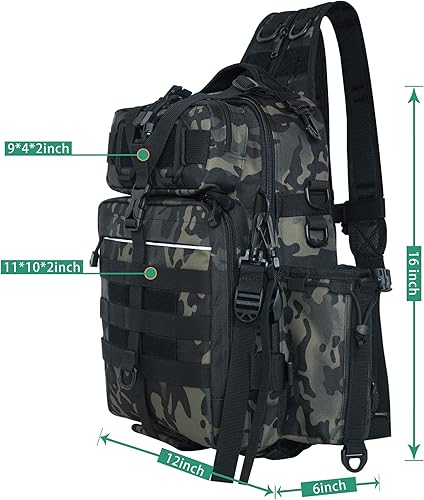 Miniatura 2 de Blisswill - Bolsa de almacenamiento para equipo de pesca al aire libre - Mochila de pesca grande resistente al agua I: camuflaje bosque,G: negro y
