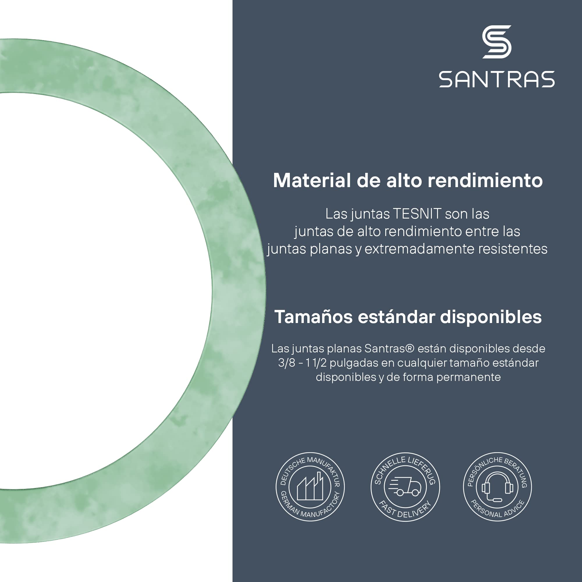 SANTRAS® Juego de Juntas Planas con 235 Juntas – surtido juntas 3/8" a 1½" | caja con juntas fibra Tesnit® para agua, gas, calefacción, solar y jardín