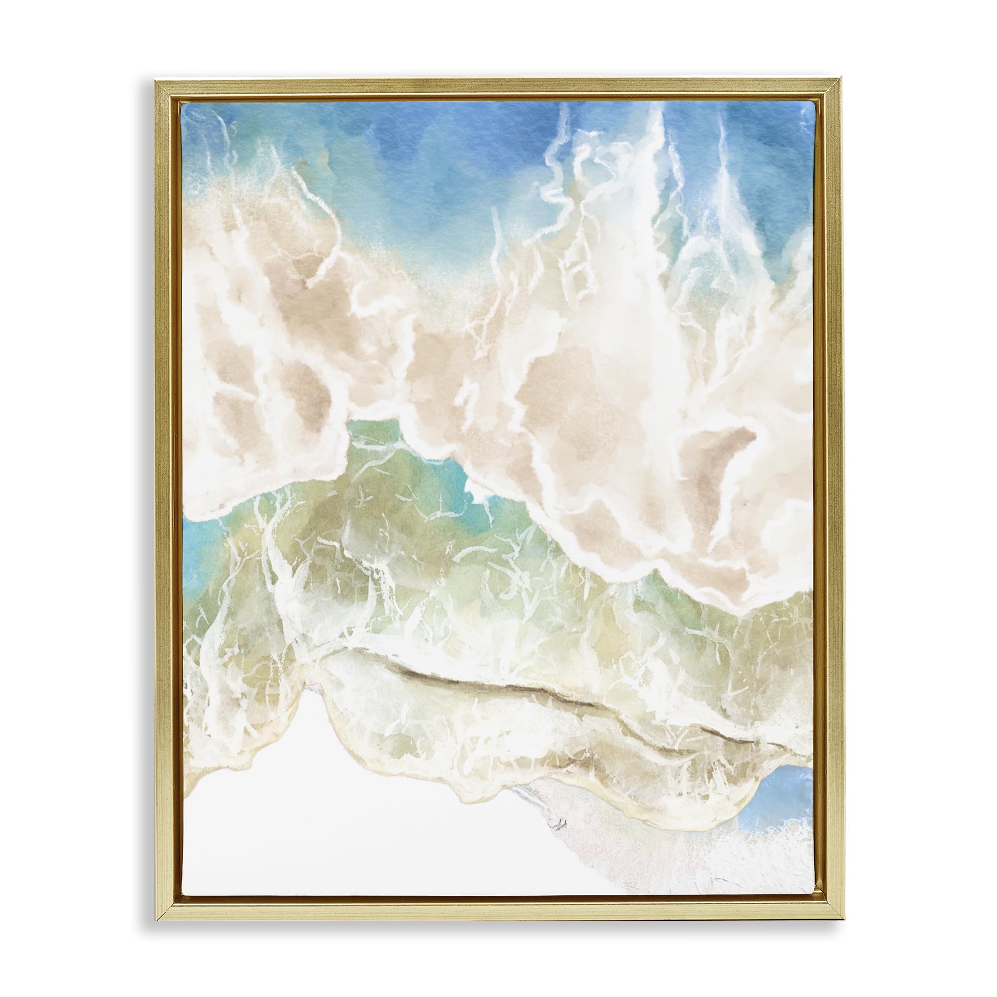 Stupell Industries Washed Tide Ocean Waves 'Washed Away Tide Abstract', Floating Frame Canvas Art, Gold, 25 X 31 Inches, Easy To Hang And Sturdy, Made In Usa, By Jesse Keith