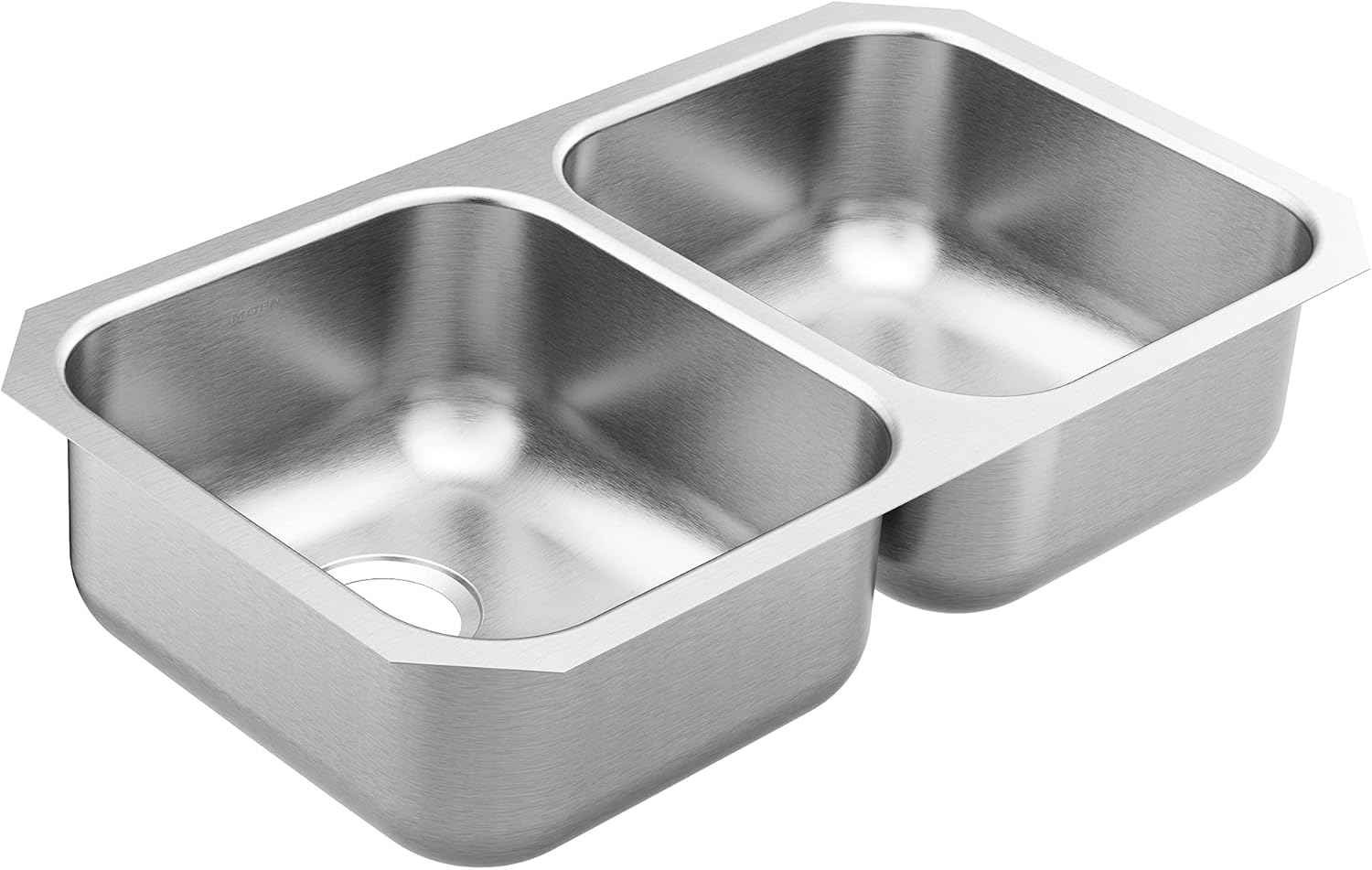 Black Friday - 70% OFF Moen GS20210B 2000 Series 31.75-inch 20 Gauge Undermount Double Bowl Stainless Steel Kitchen Sink, Rear Drain