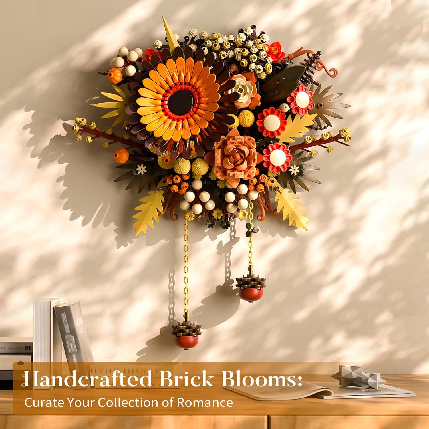BlockverseXion Flower Building Set Floral Home Decor Botanical Collection Artificial Flowers Ornament Building Blocks Kit for Adults or Kids Valentine's Day Gift Wall Decoration, Home Décor -798pcs