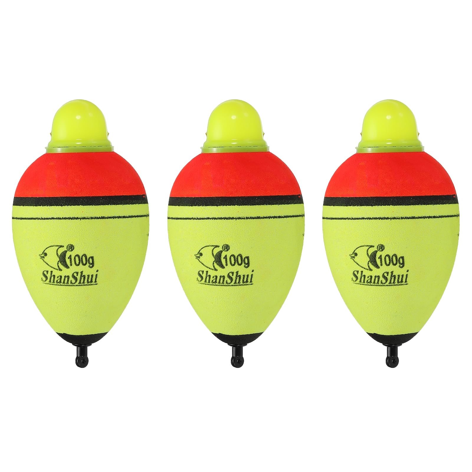 PATIKIL 3.5oz Lighted Fishing Slip Bobbers, 3 Pack EVA Green Red LED Light Up Fishing Float for Night Fishing, Yellow