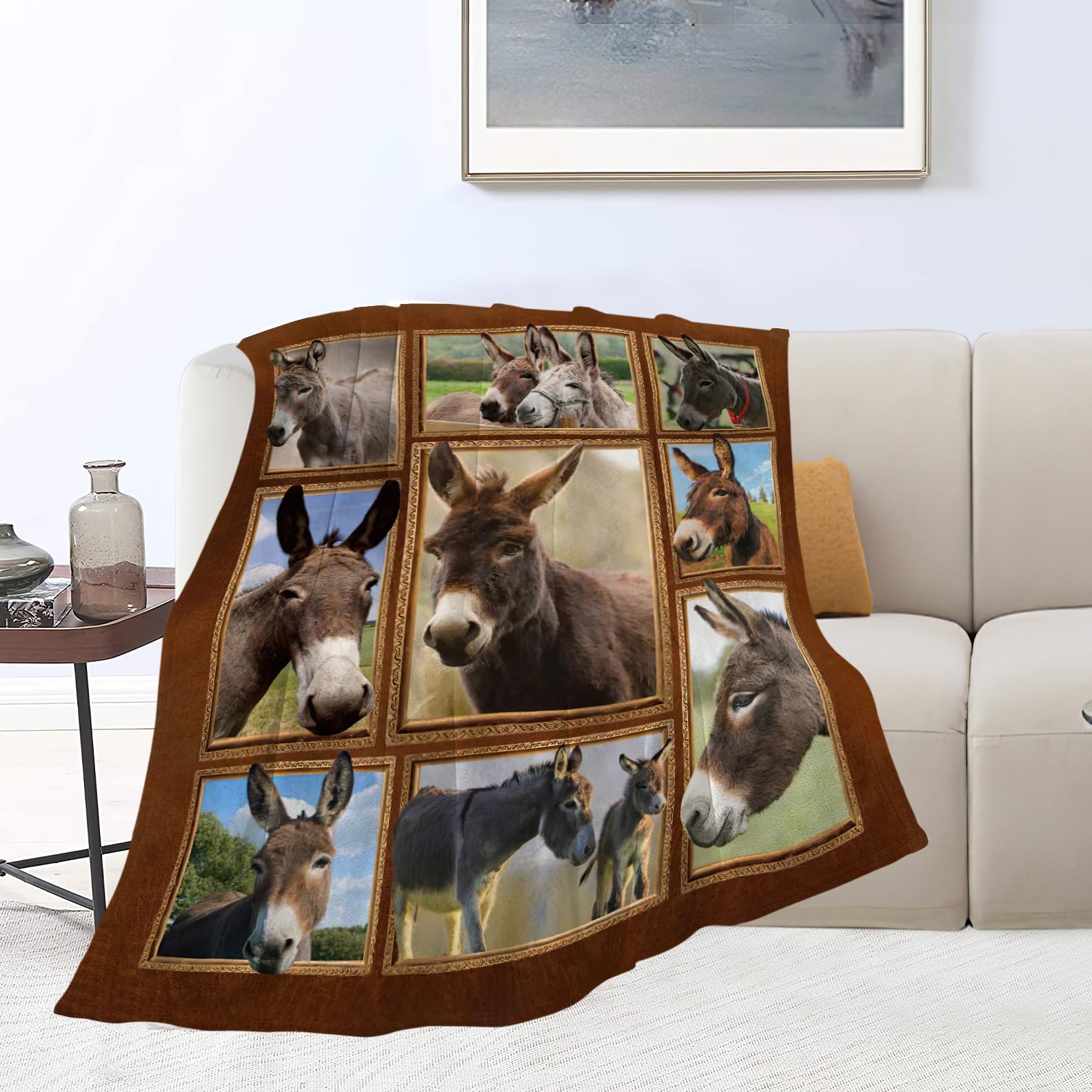 Donkey Blanket Soft Cozy Cute Donkey Flannel Fleece Throw Blanket Farm Animal Donkey Bedding Stuff Decor Warm Lightweight Plush Blanket Gifts for Lover Girls Boys Women Adults 40"x50"