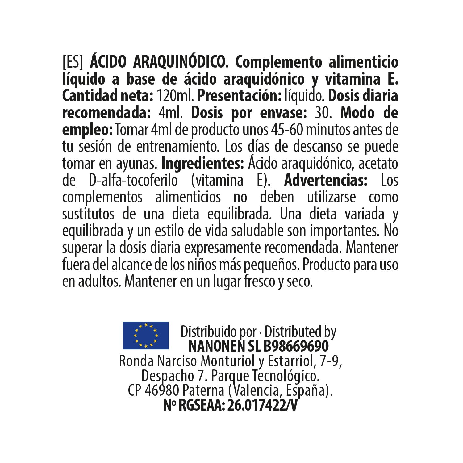 BIG - Ácido Araquidónico + Vitamina E - Suplemento Potenciador de Hipertrofia Muscular - Aumenta Masa Muscular, Ayuda a la Recuperación - Mejora Respuesta Anabólica al Entrenamiento de Fuerza 120 ml