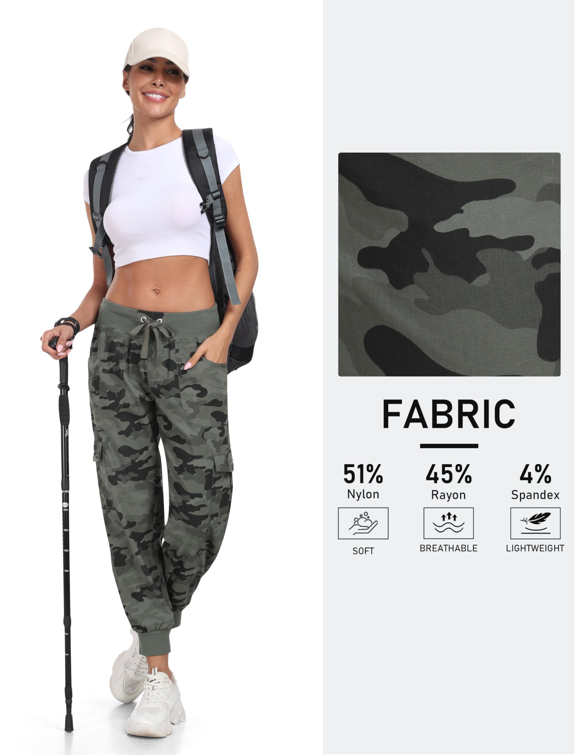 JINSHI Pantalones Mujer Cargo Pantalón Largo Trabajo Pant Deportivo Jogger Cintura Alta con Bolsillos