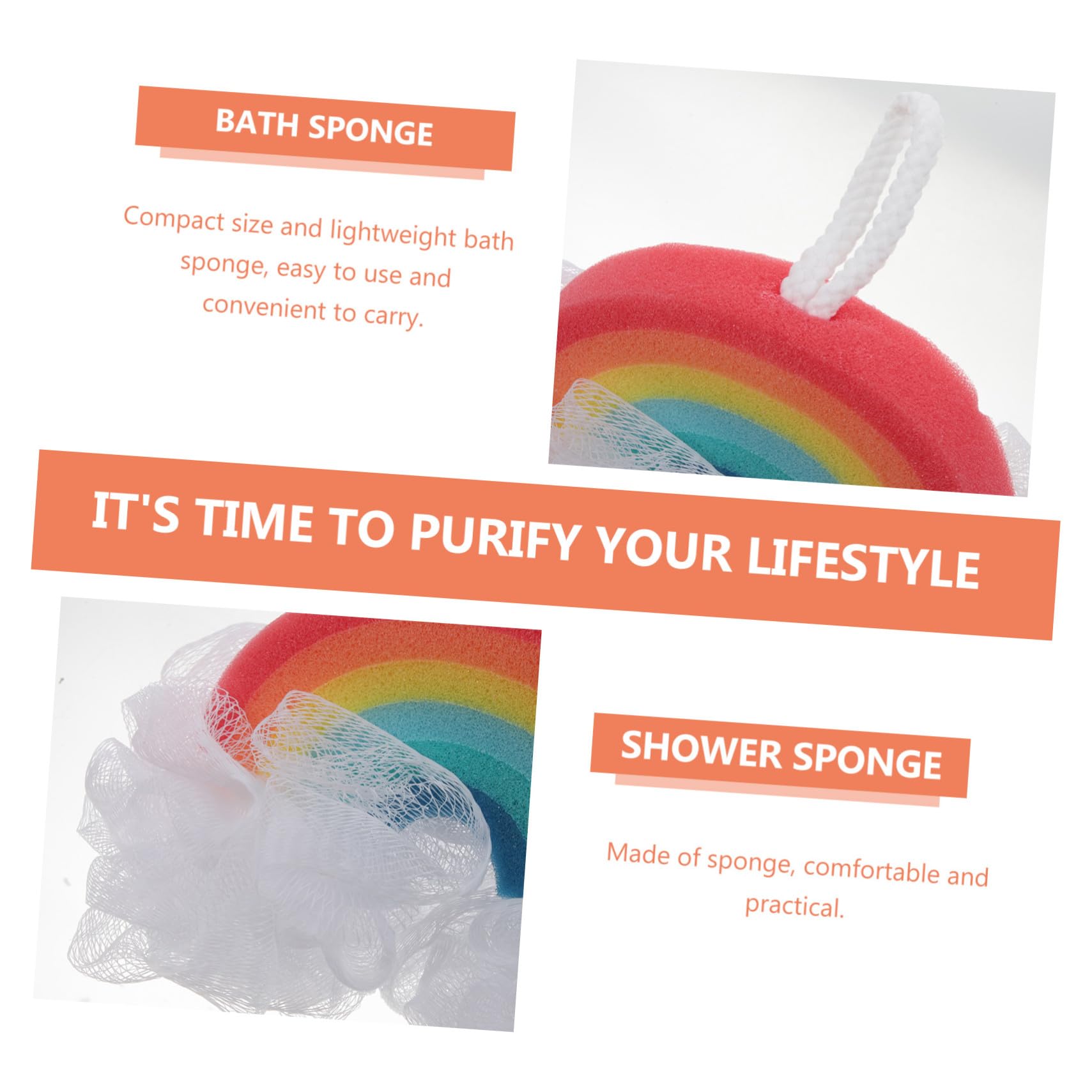 iplusmile Esponjas de Baño para Niños en Forma de Arcoíris 2 Piezas Esponjas Suaves para Ducha y Exfoliación Ideales para Piel Sensible y Uso Diario