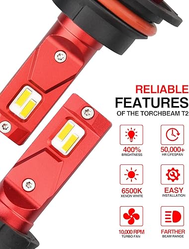 Vista 25 de Torchbeam D2S D2R Bombillas HID de xenón para faros delanteros, 35 W, 7600 lúmenes, 8000 K, azul hielo, bombilla de repuesto de haz alto y bajo