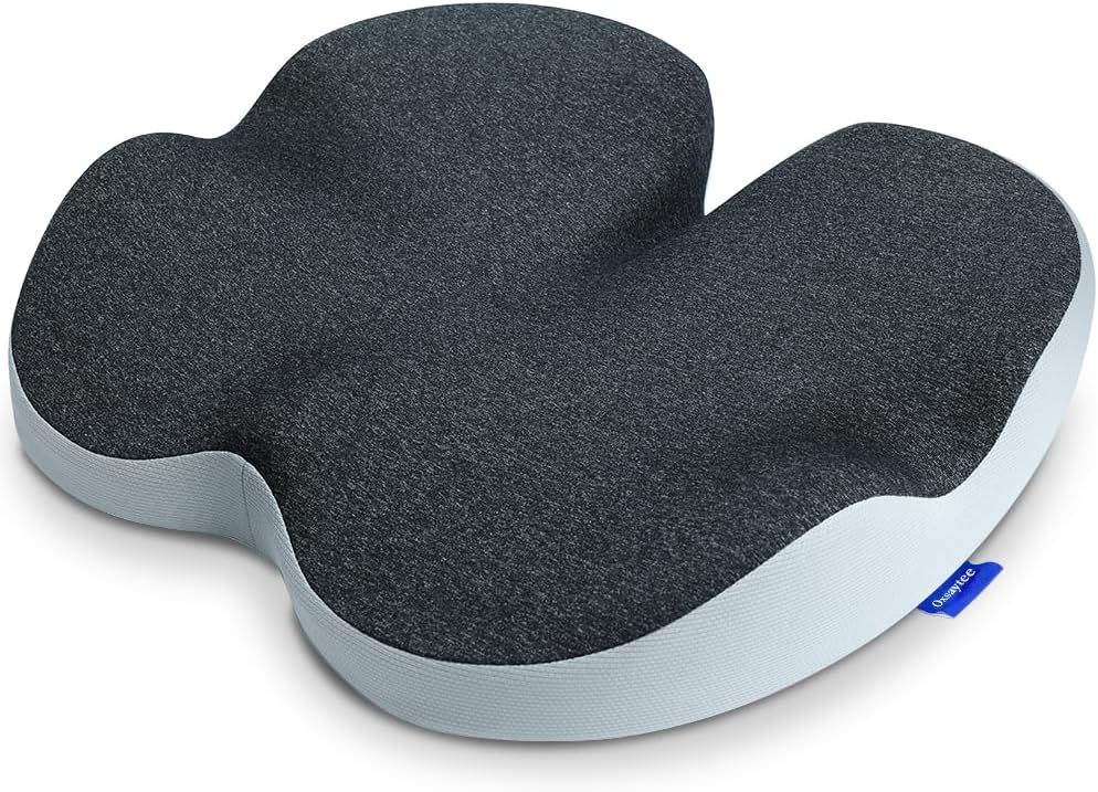Memory Foam Seat Cushion for Coccyx Pain Relief, Orthopedic Chair Cushion for Office Chair, Car Seat, Airplane, Comfort Tailbone Massage Pillow for Long Sitting Office Workers, Car Drivers (Black)