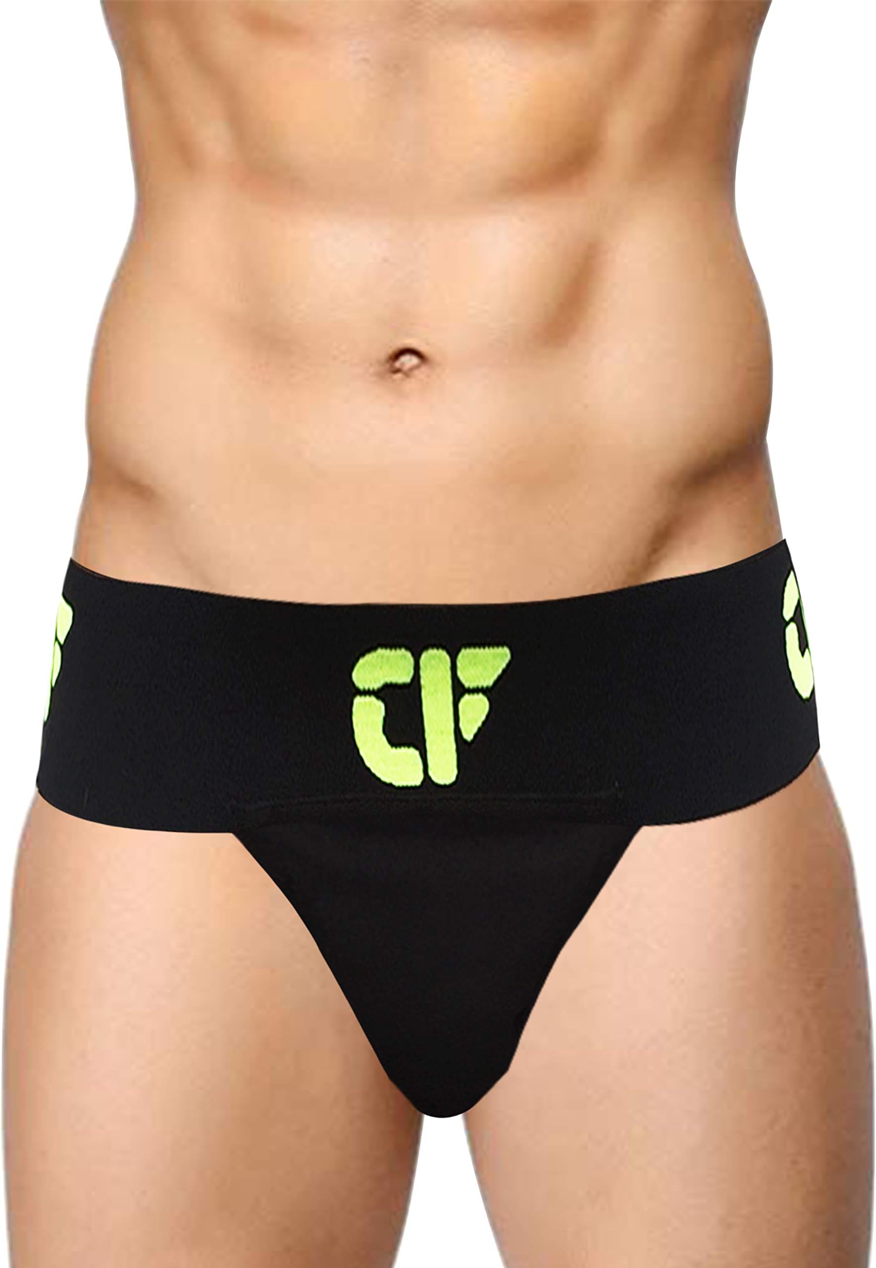 NAS (NEW AURA SPORTSMen's Black Green Belt Cotton Gym & Cricket Supporter - Sports Athletic (L, 2)