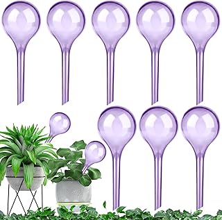 OBANGONG 8 Pcs Plant Watering Globes 13x5cm Self Watering Bulbs PVC Automatic Watering Balls Plant Watering System Clear Purple Plant Waterer for Indoor and Outdoor