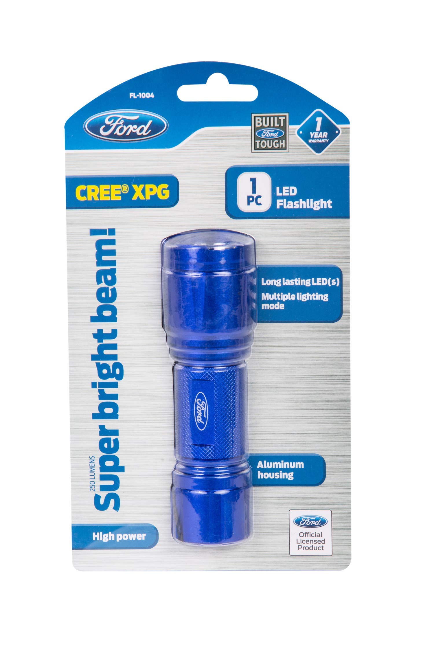 Ford Tools 250 Lumens Aluminum Flashlight With 3 Different Modes, FL-1004