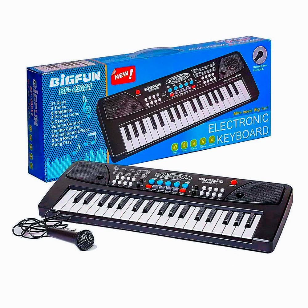 JsR & Company® Kids Piano with Mic - 37 Keys, 8 Rhythms, 8 Tones, 6 Demos - Portable Electronic Keyboard for Beginners, Music Education Toy for Boys and Girls | Musical Sound Toys. (B0DBQGXG61) Amazon Price History, Amazon Price Tracker