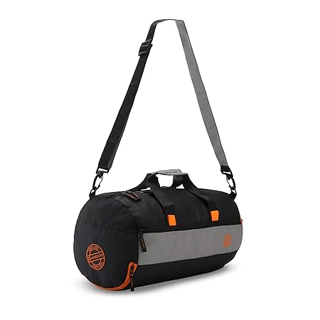 Harissons Trinity Polyester Gym Duffel, Sports Bag for Men and Women with Shoe Compartment (28 Ltrs, Black, Orange)