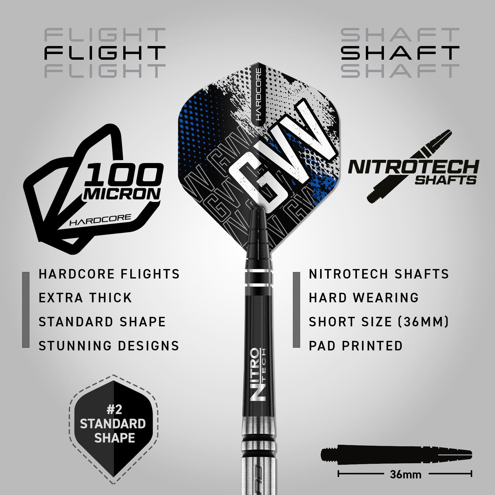 RED DRAGON Darts – Giocatore Professionista - Gian Van Veen Tour Edition Serie - 90% Tungsteno Punta in Acciaio Set di Freccette con voli e aste per Freccette - Disponibile in Punta Morbida e Acciaio