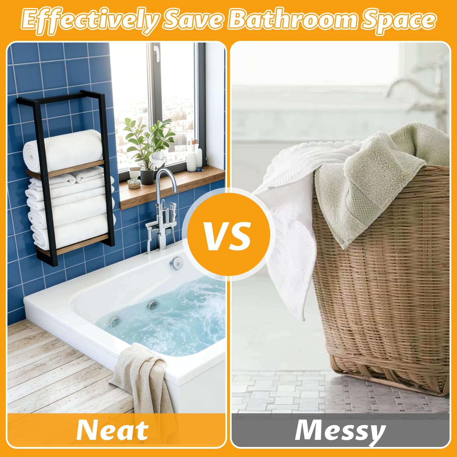 Toallero de Pared con Estante,Toallero de Baño Estante de Baño