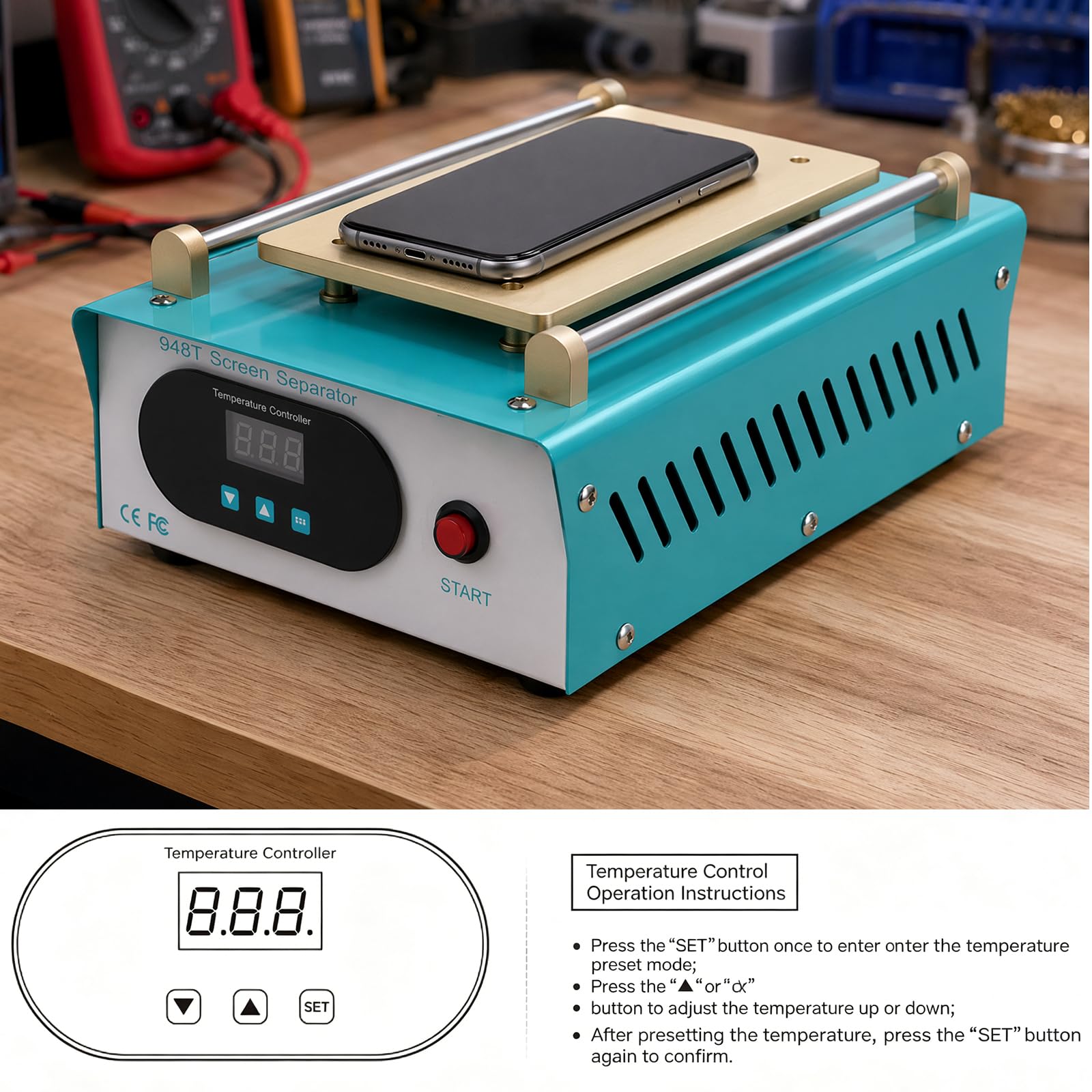 Heizplatte Handy Reparatur, Handy Screen Separator 400W LCD Bildschirm Separator Heizkissen Heizplatte Bildschirmtrenner Hot Screen Splitter Heizplattform Trennmaschine für Smartphone Reparatur