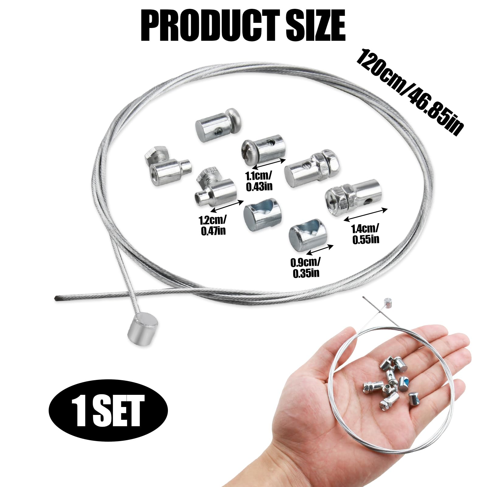 1,2M Ø1,5mm Cable de Embrague Universal para Motocicletas y Bicicletas de Cross, Incluye 2 Abrazaderas de Cable, Acero Galvanizado, Adaptable a Todos los Vehículos de Dos Ruedas Motorizados