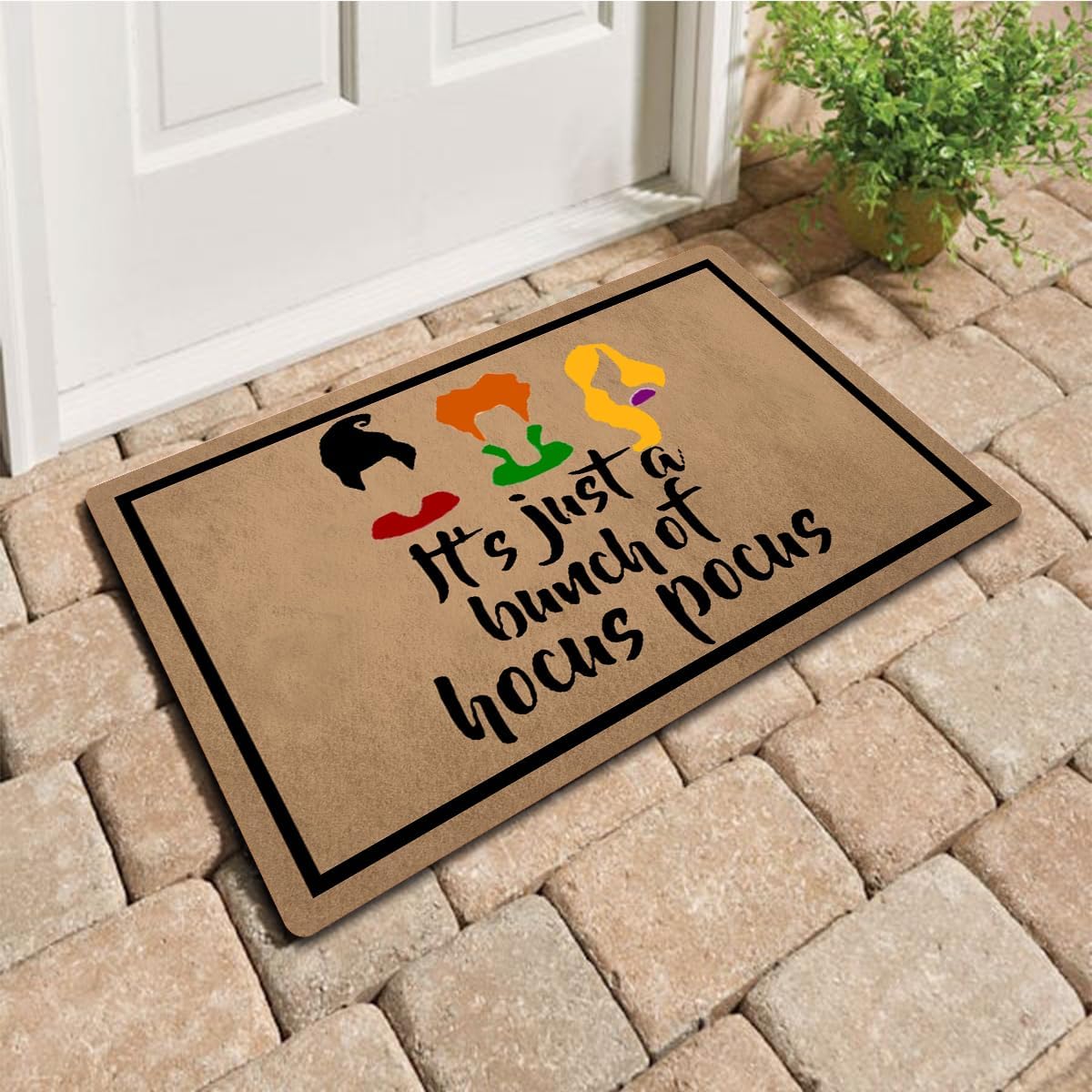 Funny Welcome Doomats with Rubber Back 18"(W) x 30"(L) It's Just a Bunch of Hocus Pocus Happy Halloween Doormat for Entrance Way Hello Mats for Front Door Porch Decor No Slip Kitchen Rugs