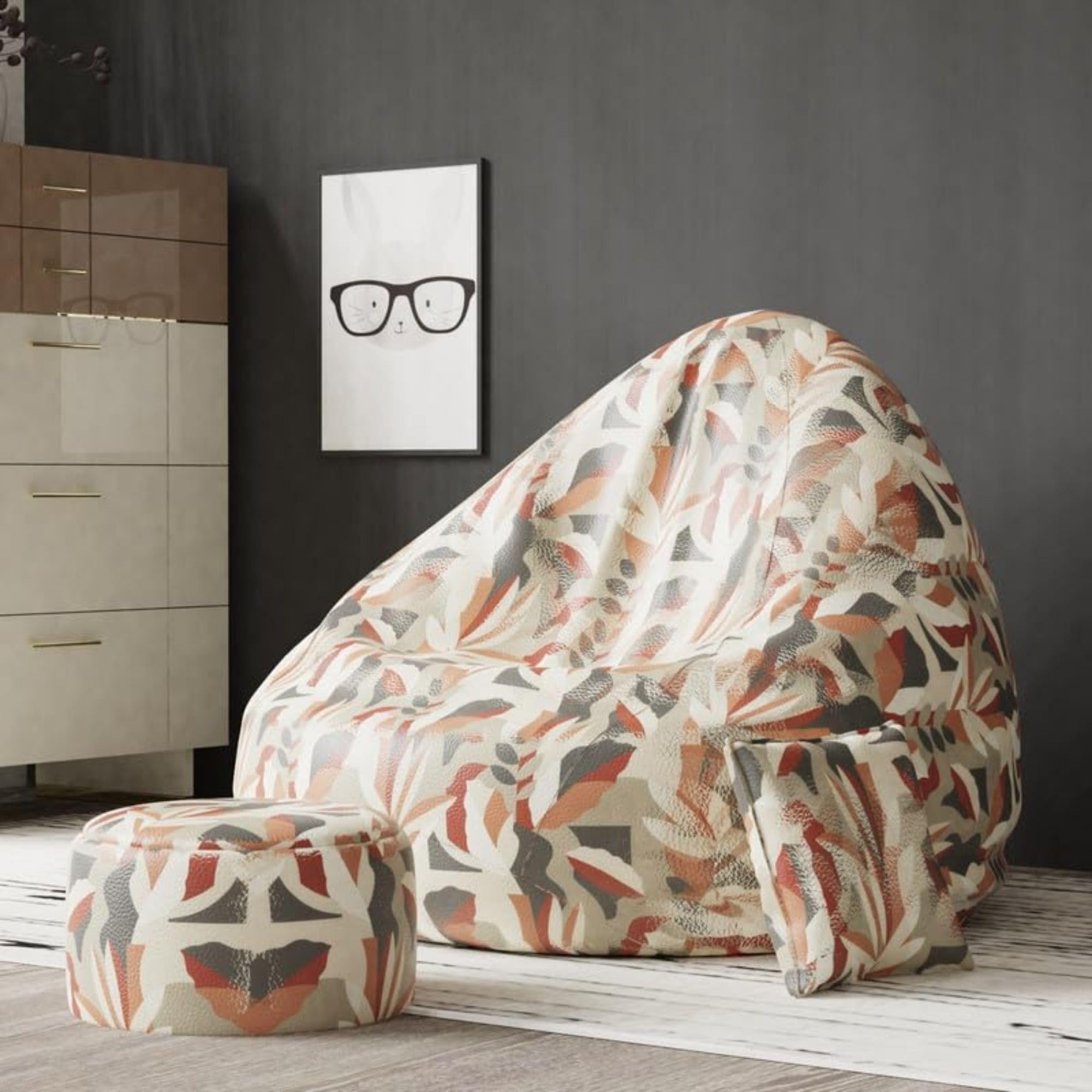 Bean Bag Chair Cover | Size: 3XL | Color: Artistic Allure | Without Beans | Premium Leatherette Cover (Oreka 172)-image-42