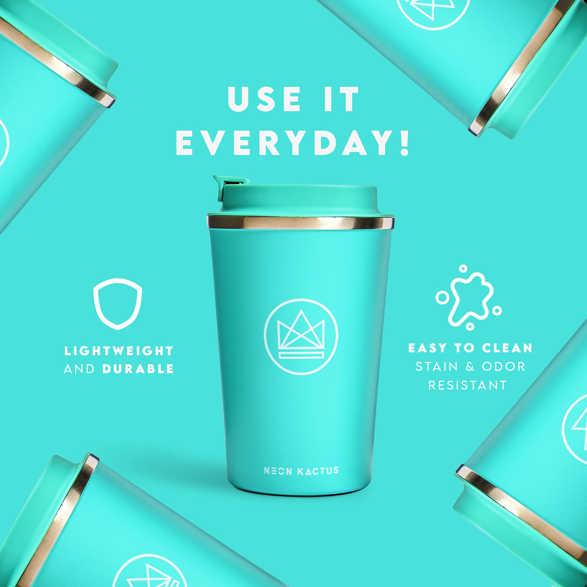 Neon Kactus Tasse à Café Isotherme – Tasse De Voyage – Tasse Isotherme à Double Paroi Pour Boissons Chaudes Et Froides – Tasses à Café Réutilisables Avec Couvercles – Entièrement étanche, Passe