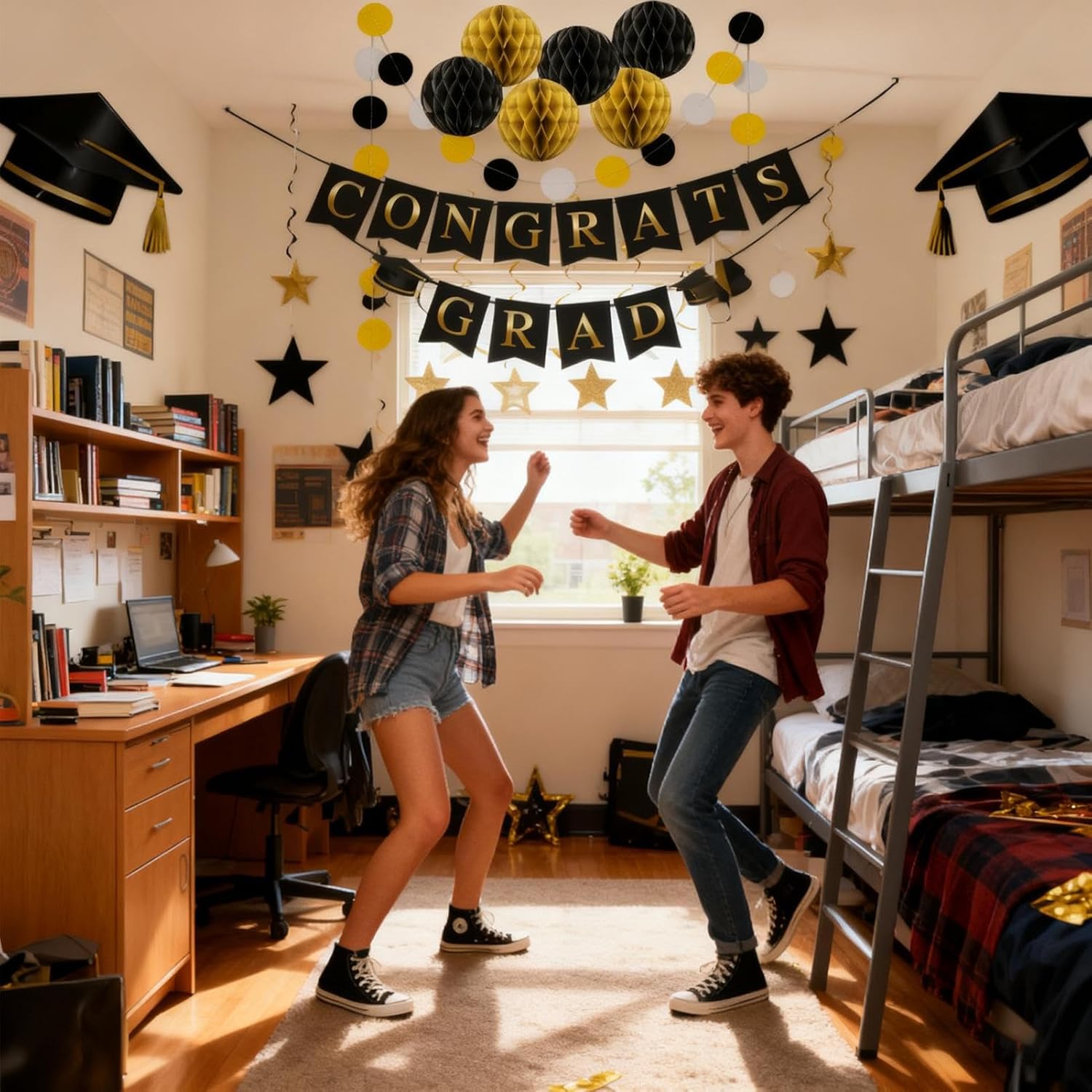 Class Of 2026 Decorations,Grad Sign,Paper Stars Balls Grad Banner | for University High School Door Ceiling Wall Tree Home Classroom College - Image 3