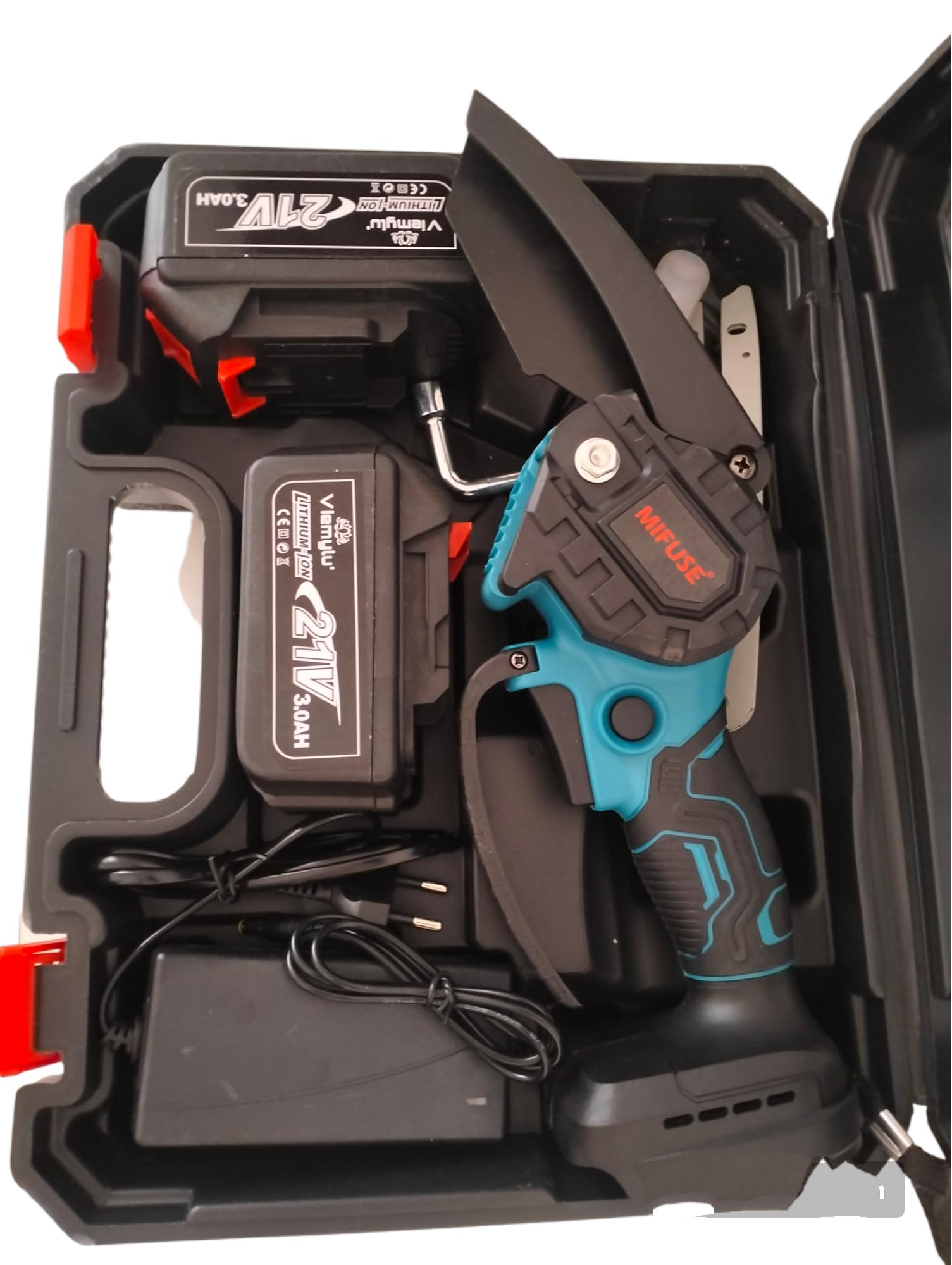 Mini Motosega a Batteria 6 Pollici, Motosega Elettrica Brushless con 2 Batteries 2.0Ah 10m/s Velocità della Catena Sega a Batteria per Rami d'albero, Cortile, Casa e Giardino 3
