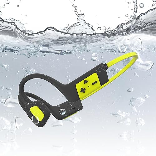 LOBKIN Auriculares de conducción ósea Bluetooth 5.3 - Auriculares inalámbricos de oreja abierta con micrófono integrado y reproductor de MP3 de