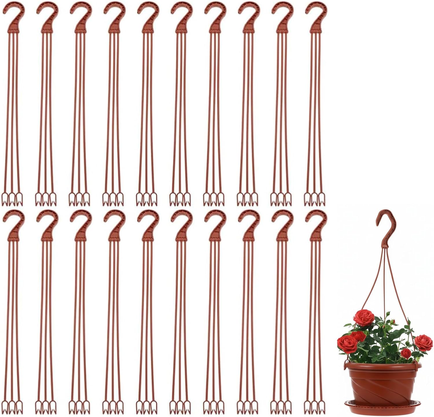 DOITOOL Plastic Planter Hangers, 25pcs Vertical Planters, Indoor Hanging Plant Chain, Planter Basket Holder Replacement, for Home Office Garden Decoration