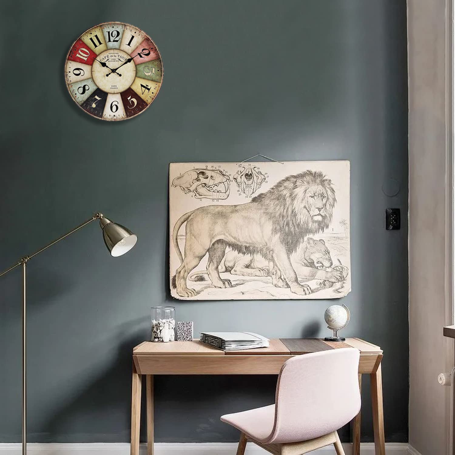 Reloj de pared – Reloj de pared de 30,5 cm, estilo retro, de cuarzo, silencioso, sin tictac, de madera, funciona con pilas, para sala de estar, cocina, hogar, baño, dormitorio (M537)