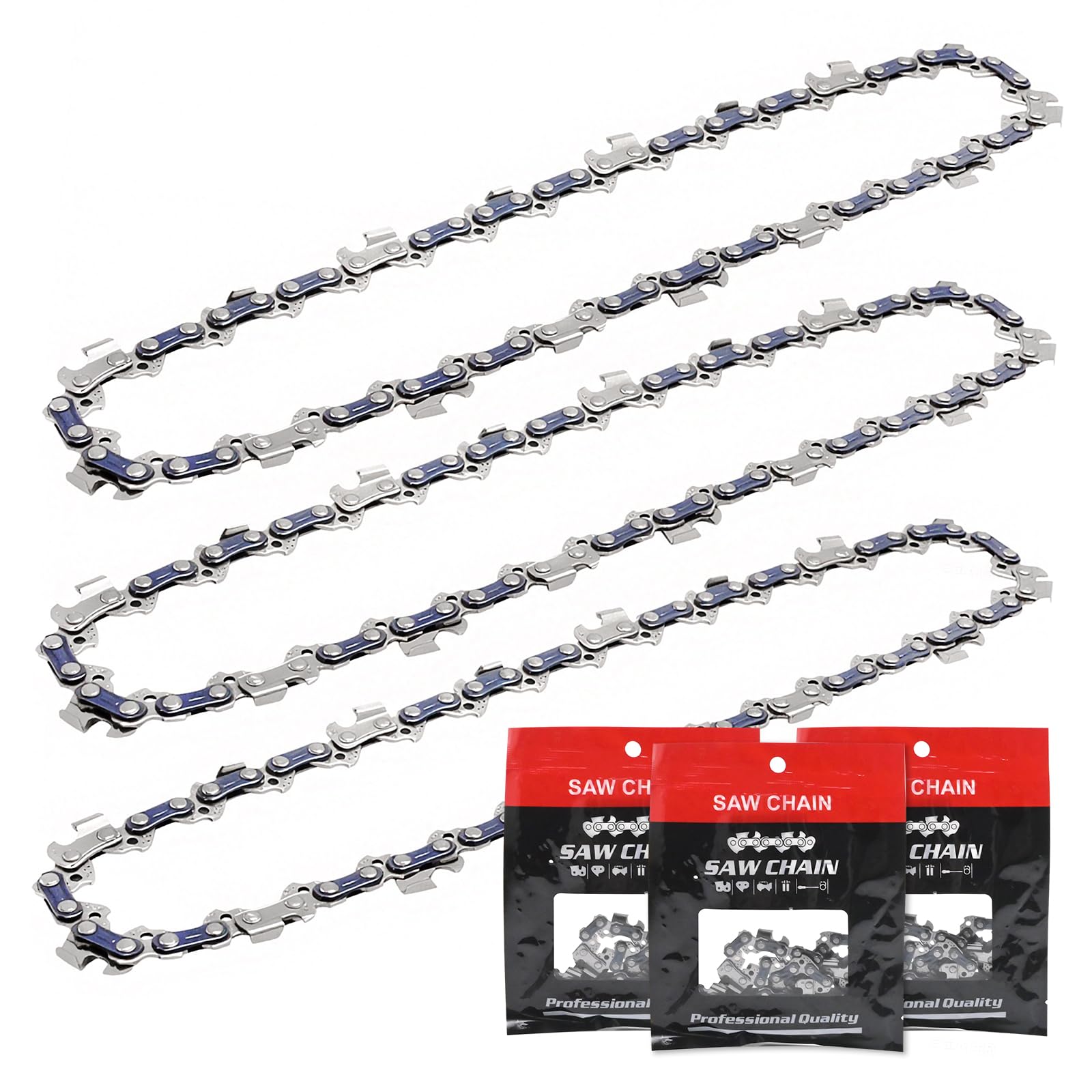 MospdyGear 3 PCS 0.050-inch (1.3mm) Pitch, 8-Inch (20cm) Saw Blades, 33 Drive Links Chainsaw Chain, Low Bounce Saw Chain, Replacement for Ryobi, Replacement for Einhell