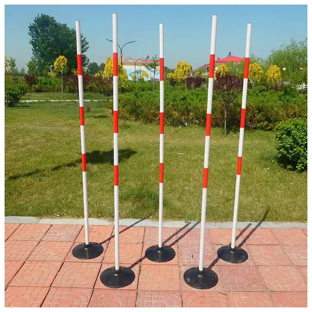 exproyzk Set di Aste per Agilità Rosso-Bianche, Aste Smontabili per Allenamento di velocità E Sport con Base in Gomma da 2 kg; Adatte per Calcio, Rugby, Basket, Uso Interno(1.8m)