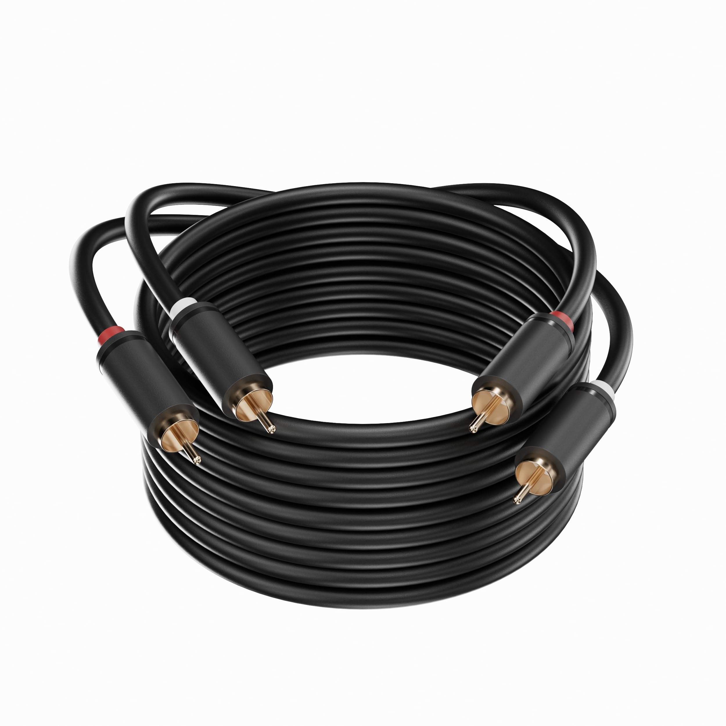Cavo RCA 4,6 m, nero, confezione da 2 cavi audio stereo da 2 RCA maschio a 2 RCA maschio, per home theater, HDTV, console di gioco, sistemi Hi-Fi, filo di rame stagnato senza ossigeno da 26 AWG