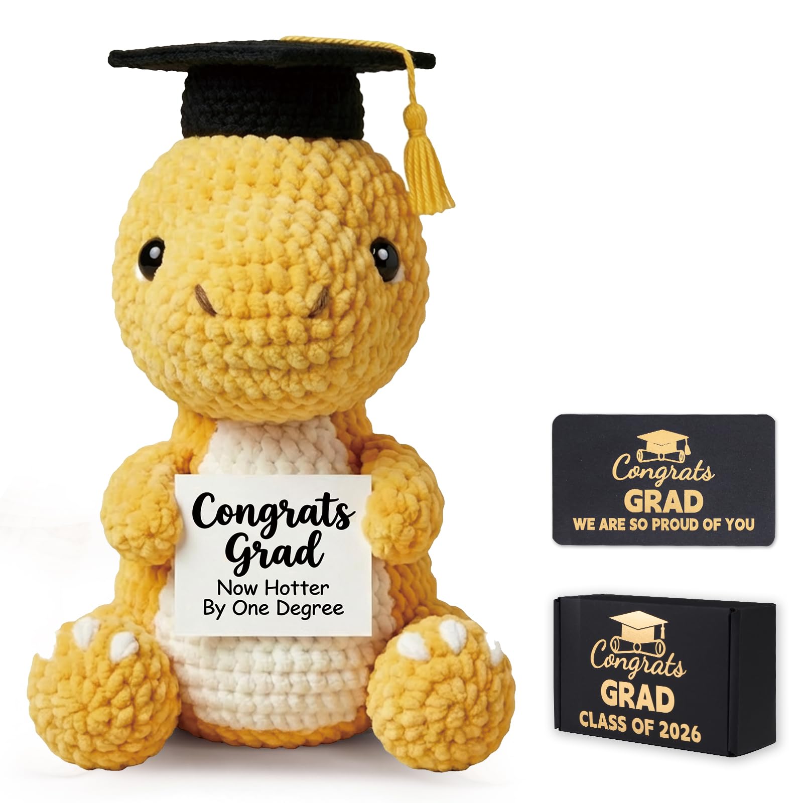 Lednica 2026 Graduation Crochet Dinosaur, Class of 2026 Handmade Graduation Gifts, Emotional Support Crochet Animal with Gift Box&Card, Grad Plush for Boys Girls Him Her, Appreciation Teacher Gifts