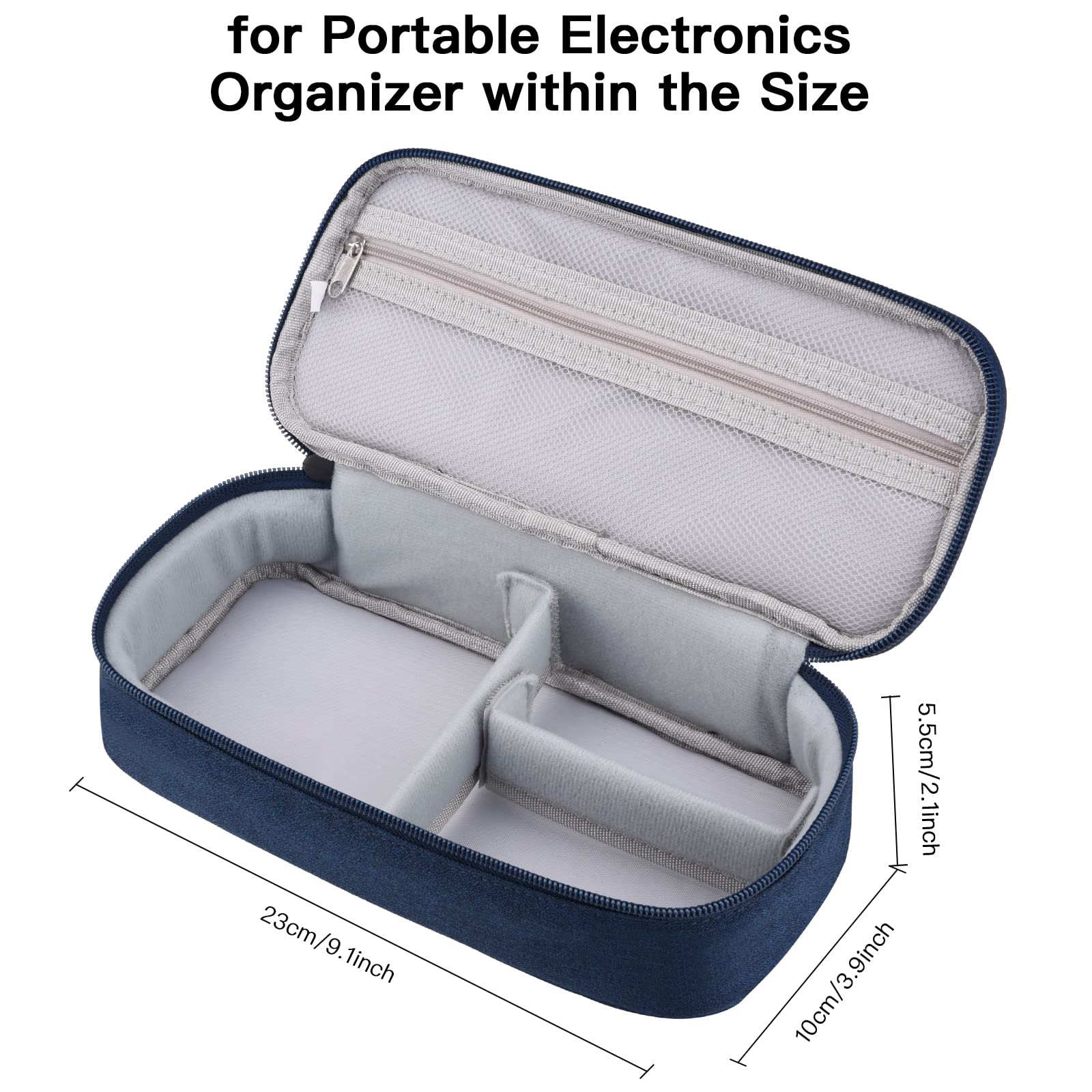 Organizer per elettronica, custodia da viaggio, custodia per oggetti essenziali da viaggio, per cavo, cavo di ricarica, disco rigido esterno, power bank portatile (blu navy