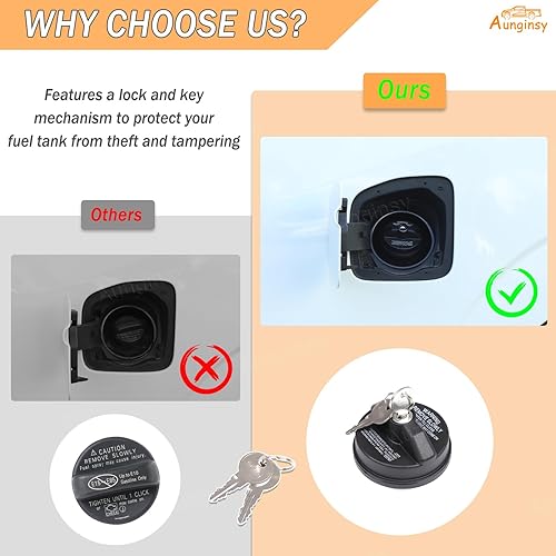 Miniatura 2 de Aunginsy Tapa de depósito de combustible de repuesto antirrobo compatible con Nissan Frontier 2021-2025 cubierta de tanque de combustible con tapa
