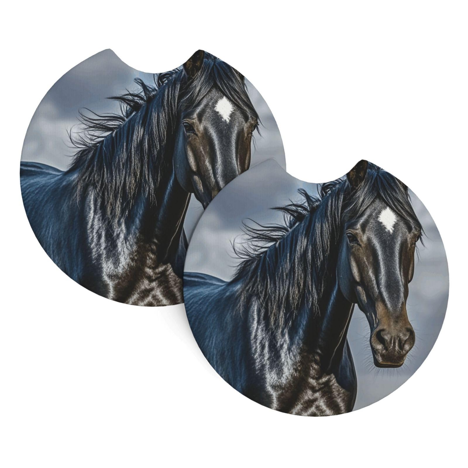 2 Pack Car Coaster for Cup Holders A Dark Horse Car Cup Coaster 2.7" Neoprene Non-Slip Automotive Cup Mat Universal Auto Car Interior Accessories for Women Men Cup Pad