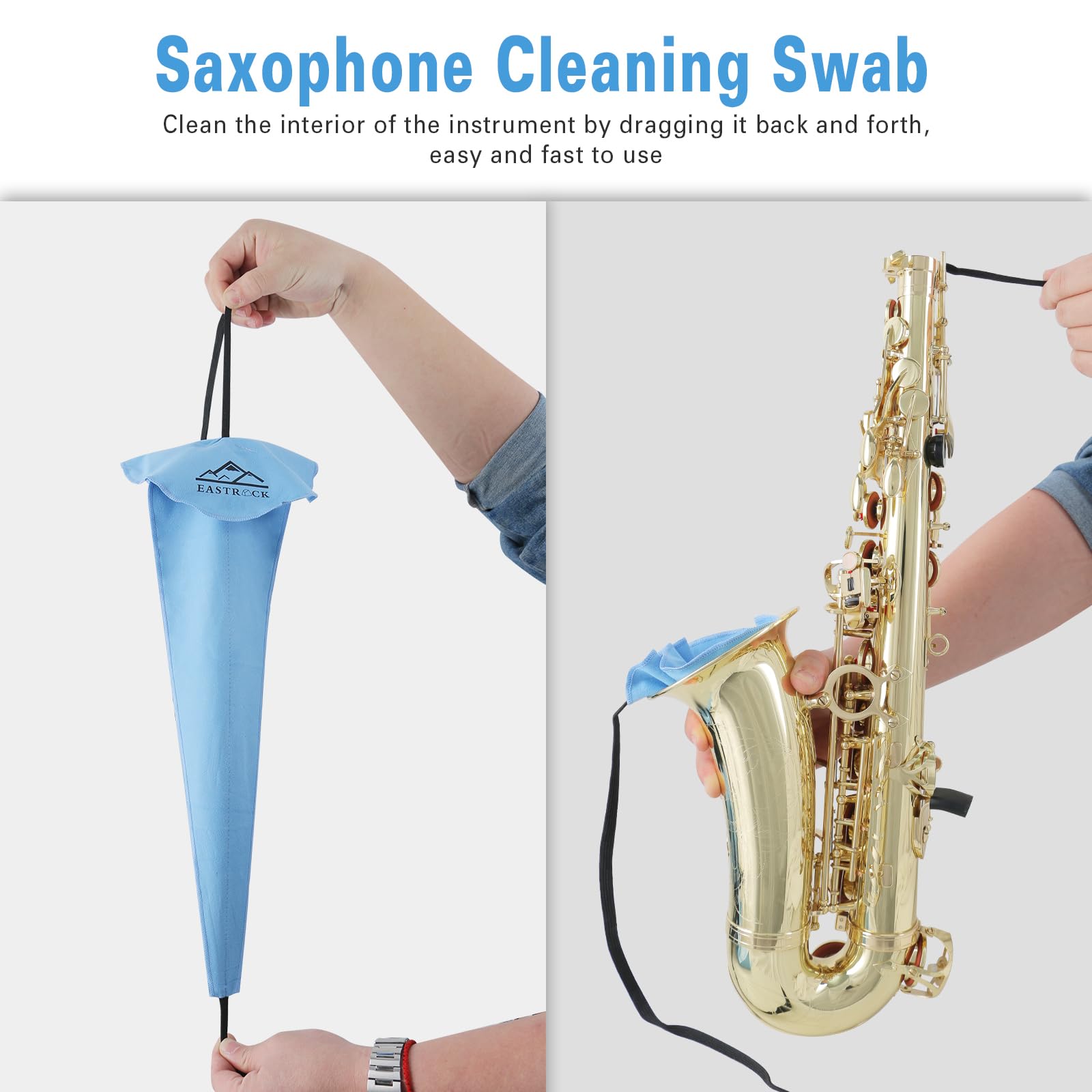 EASTROCK Saxophon Reinigungsset für Alt/Tenor saxophone Klarinette Trompete Querflöten und andere Wind- & Holzblas-Strukturen inkl EVA-Etui, Reinigungstuch 4 STÜCKE, Mundstückbürste, Umhängeband