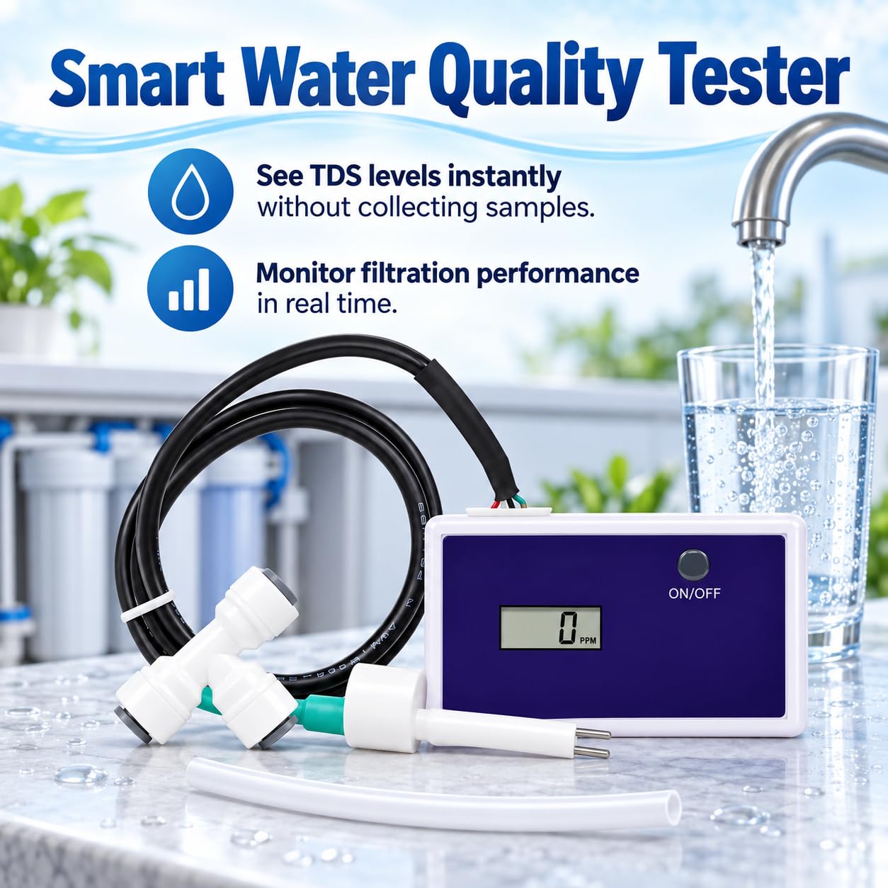 Tester della qualità dell'Acqua con misuratore TDS, intervallo 0–9990 PPM