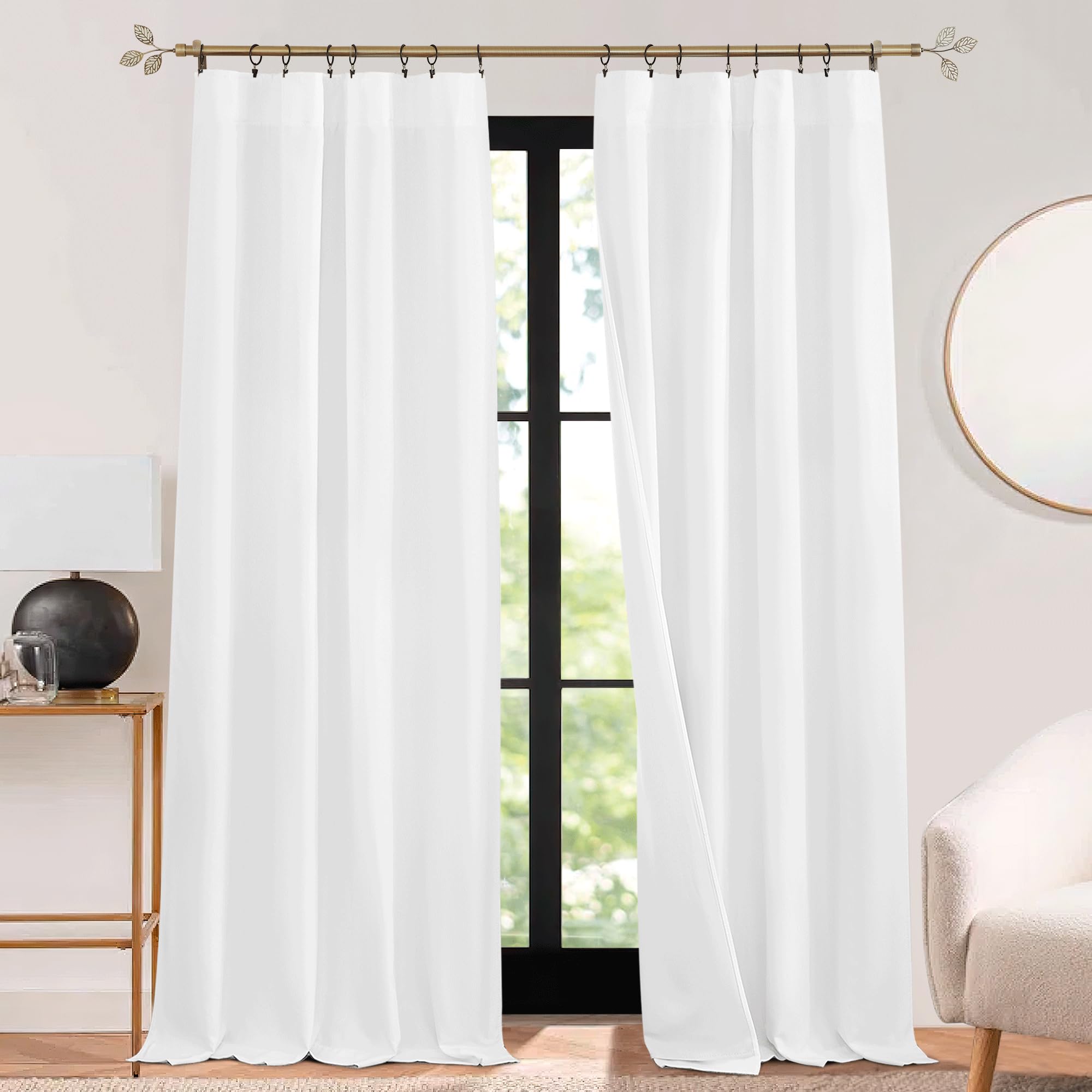 Photo 1 of ***STOCK PHOTO FOR REFERENCE ONLY*** 3 in 1 Soundproof - Blackout - Insulation Linen Curtains, Noise Blocker Energy Saving Curtains for Bedroom Living Room Kids Nursery Studio Home Office, White, W52 x L84 in, 2 Panels