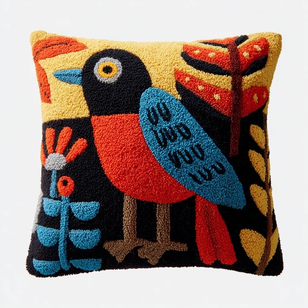 AxiangziK DIY Latch Hook Pillow Set 43x43cm,Cartoon Crow